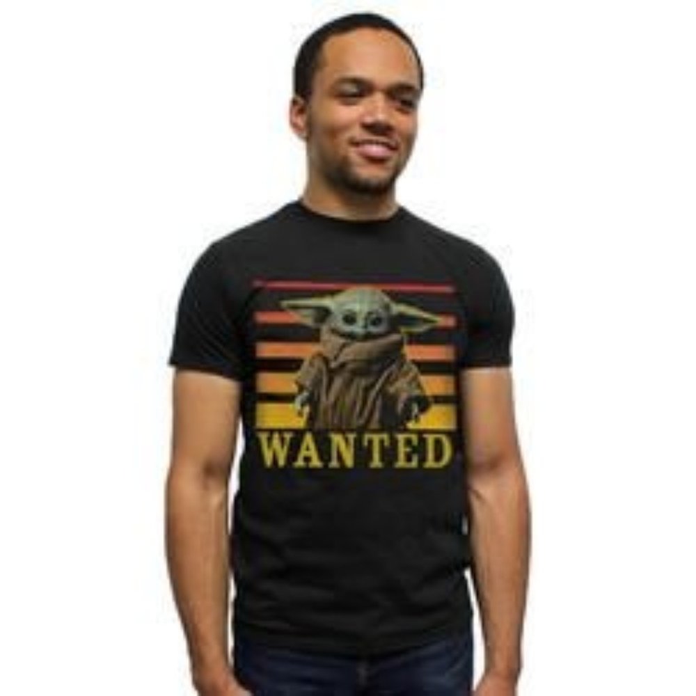Mandolorian Baby Yoda Star Wars Tee Men's Medium Black Short Sleeve